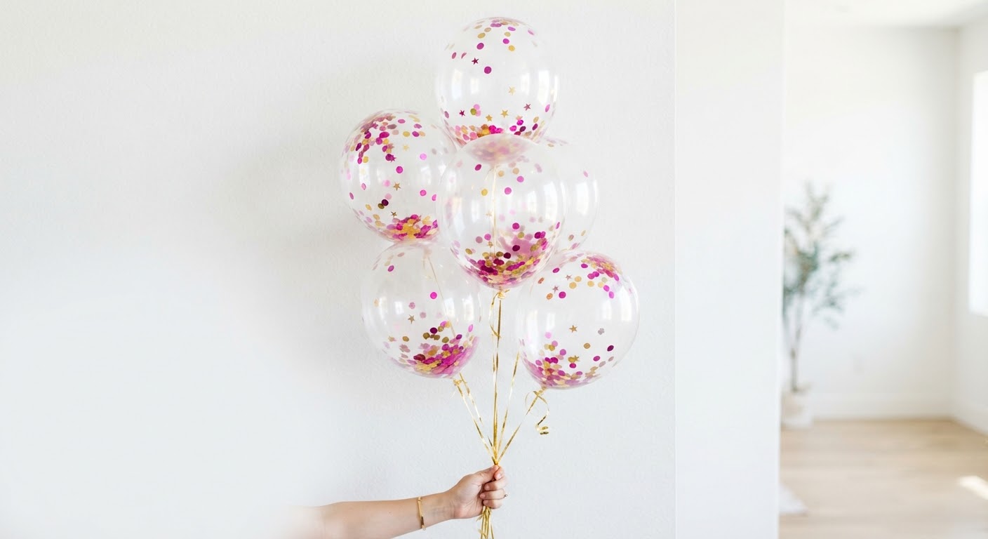Confetti-Filled Clear Balloons (5-pack) — Latex Balloons
