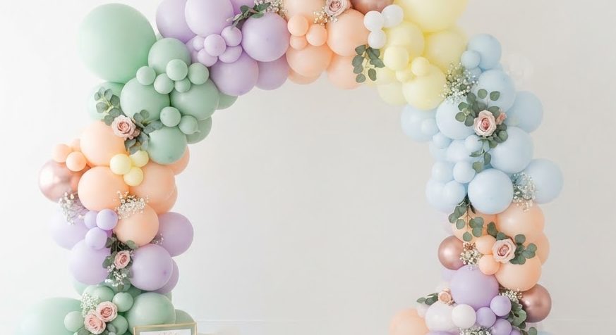 Pastel Rainbow Balloon Arch Kit — detail view