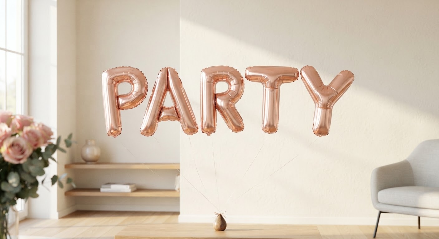 Rose Gold Letter Balloons 'PARTY' — Foil Balloons